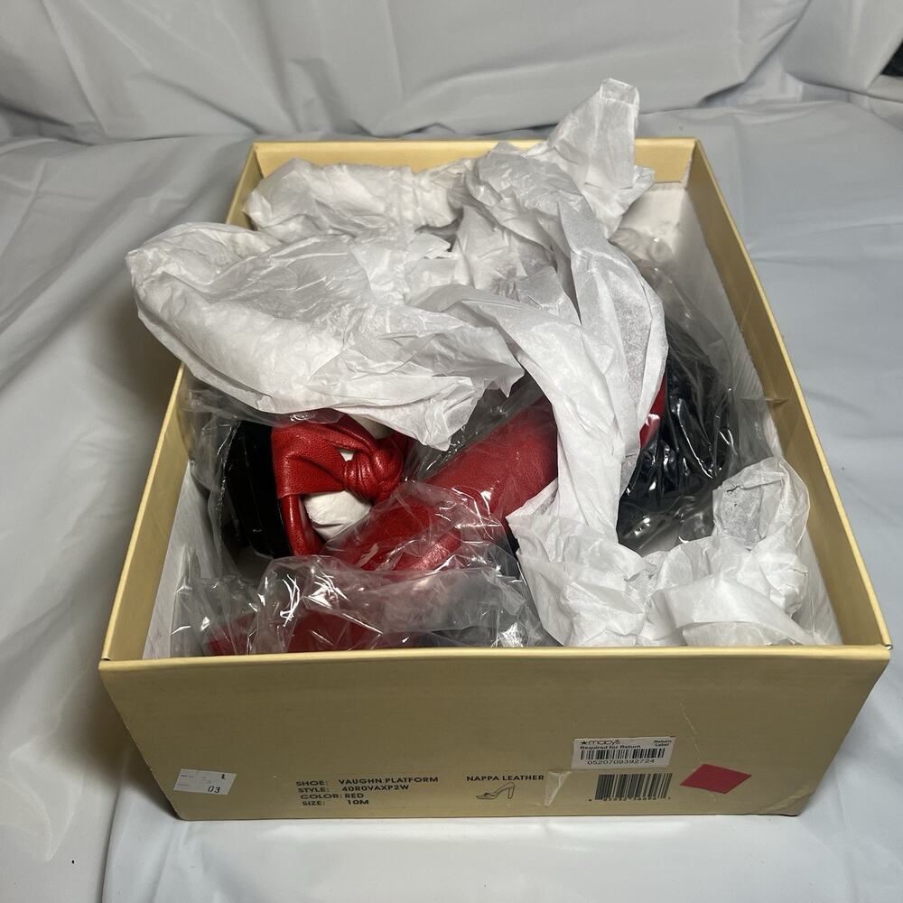 Michael Kors Womens Red Leather Twisted Knot Peep Toe Platform Heels Size 10M - Picture 11 of 11